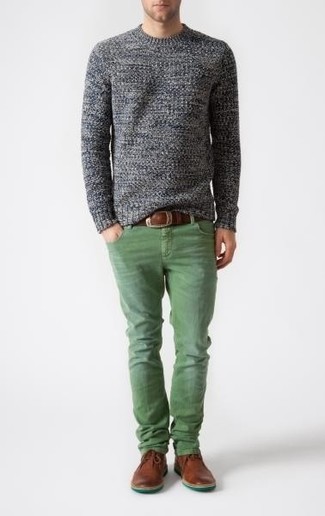 Grey Sweater with green pants