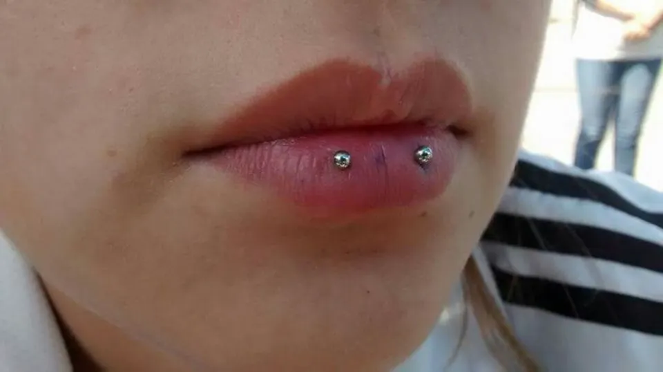 Horizontal Lip Piercing