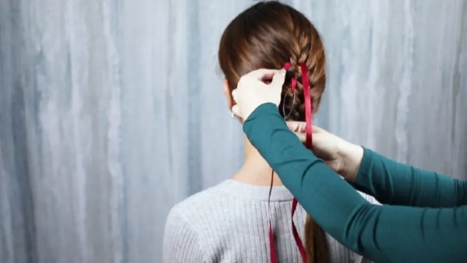 Braid With Ribbon into Hair