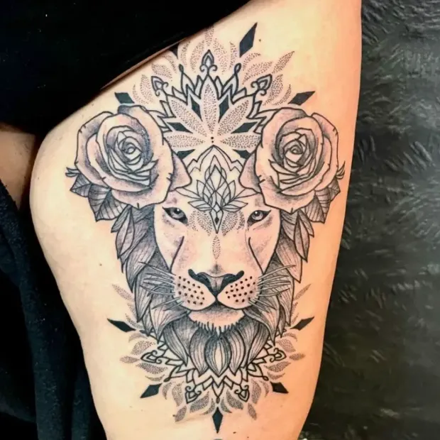 Attractive Thigh Tattoo for Women
