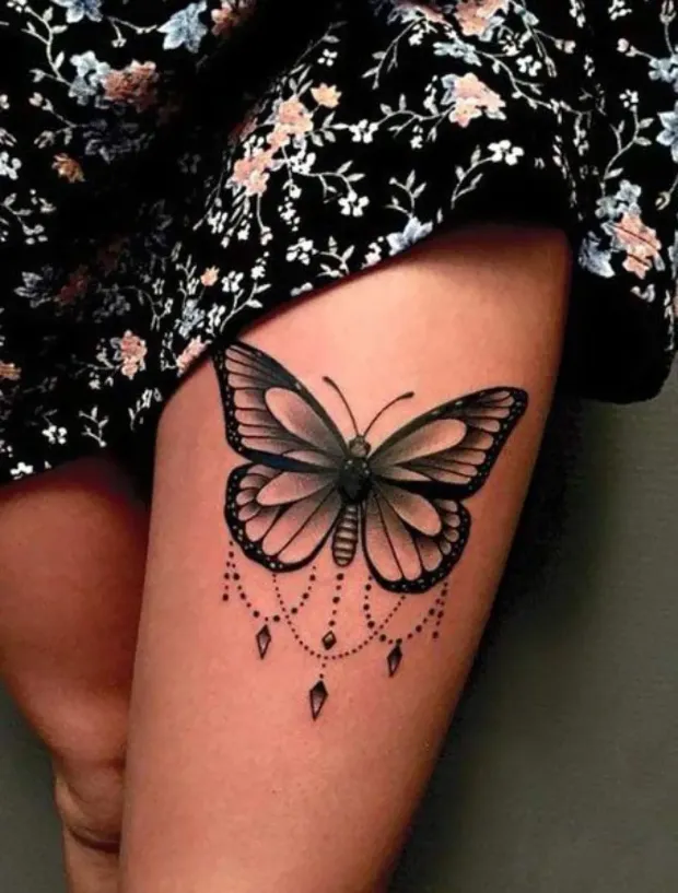 Butterfly Tattoos on Thigh