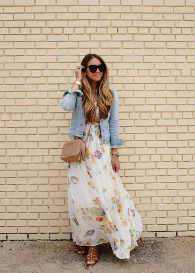 Maxi Dress With Denim Jacket